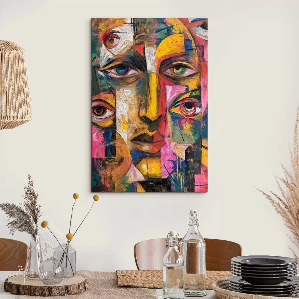 murales de pared Rostro abstracto con formas geométricas brillantes s46175