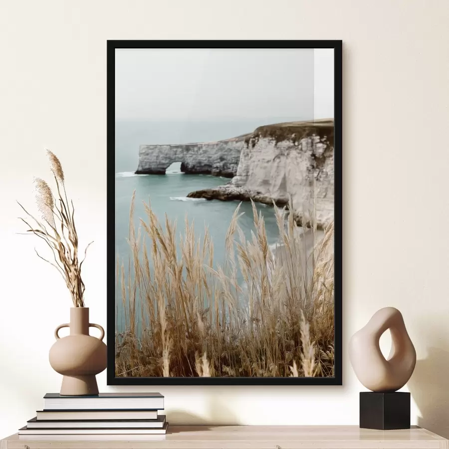 murales de pared Acantilados costeros con juncos en primer plano f46141