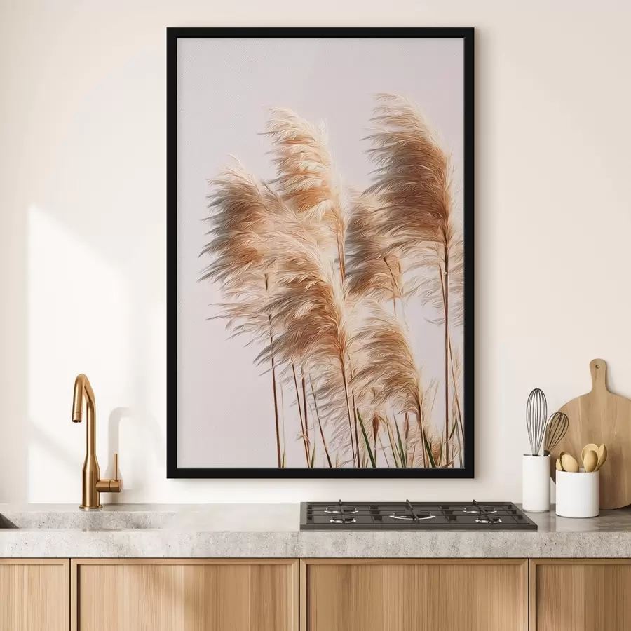 murales de pared Hierbas decorativas esponjosas sobre un fondo claro f46157