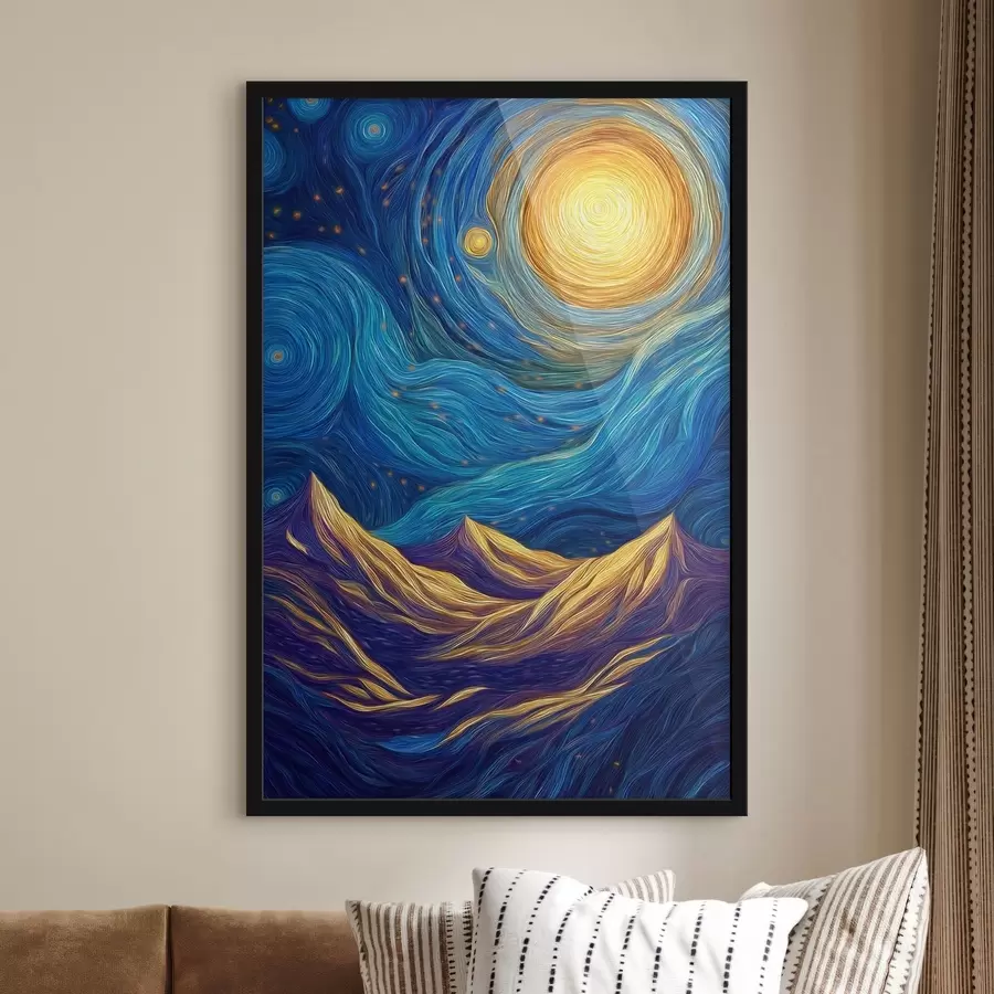 murales de pared Cielo estrellado brillante sobre las cimas de las montañas f46168