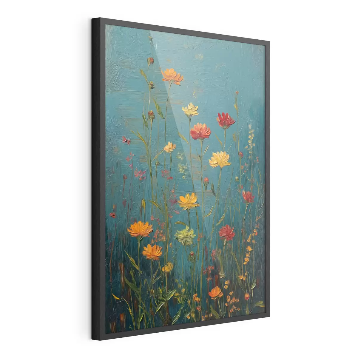 Poster Flores silvestres sobre un fondo turquesa intenso f46169