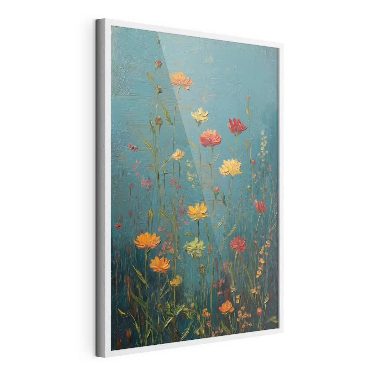 Poster Flores silvestres sobre un fondo turquesa intenso f46169