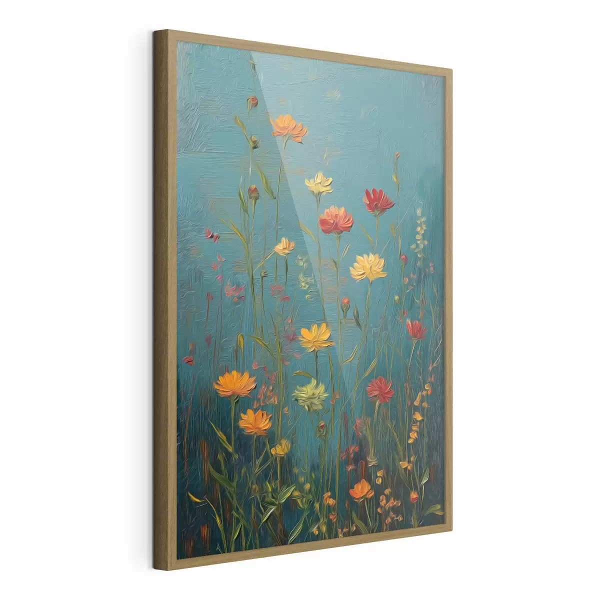 Poster Flores silvestres sobre un fondo turquesa intenso f46169