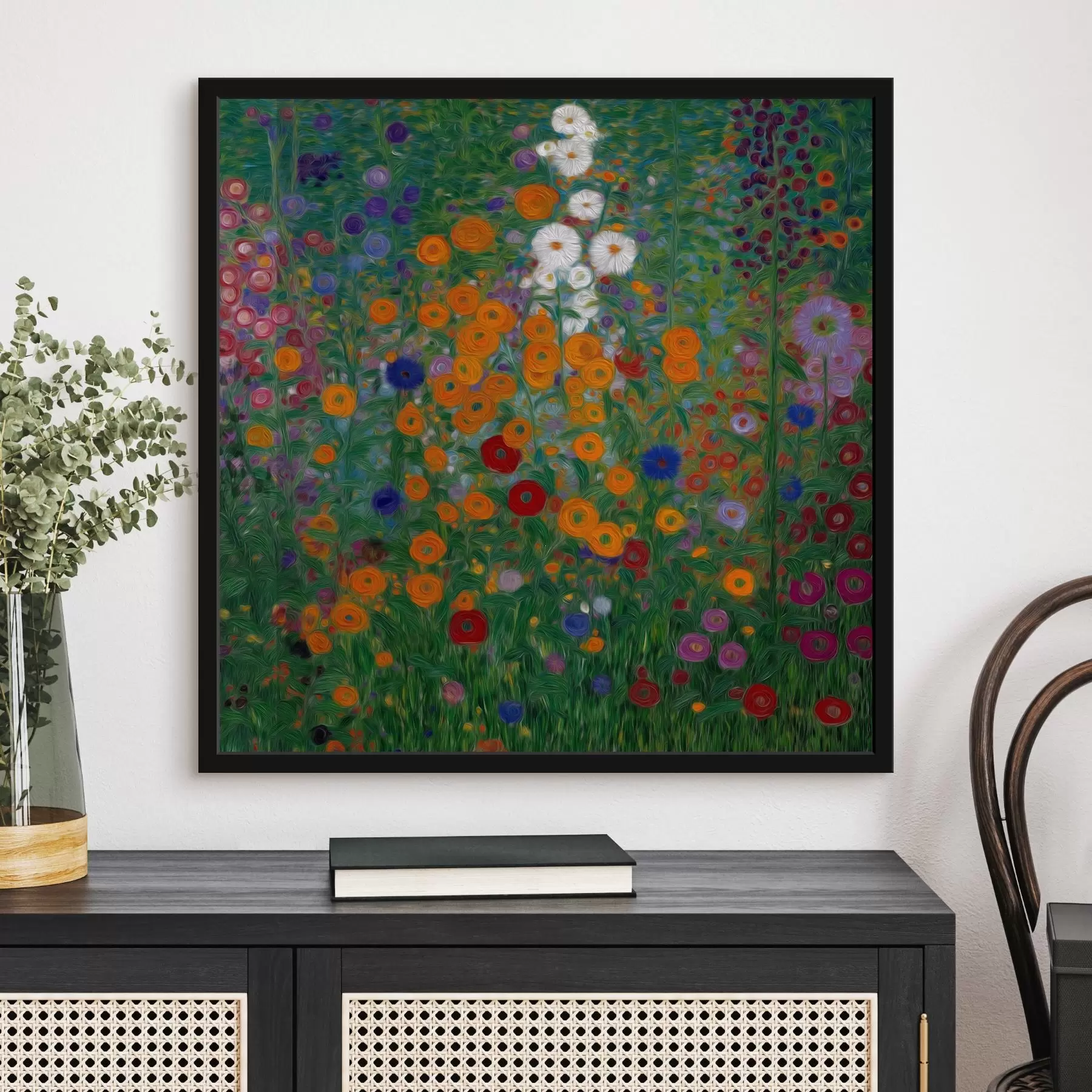 murales de pared Campo de flores coloridas con detalles en blanco f46172