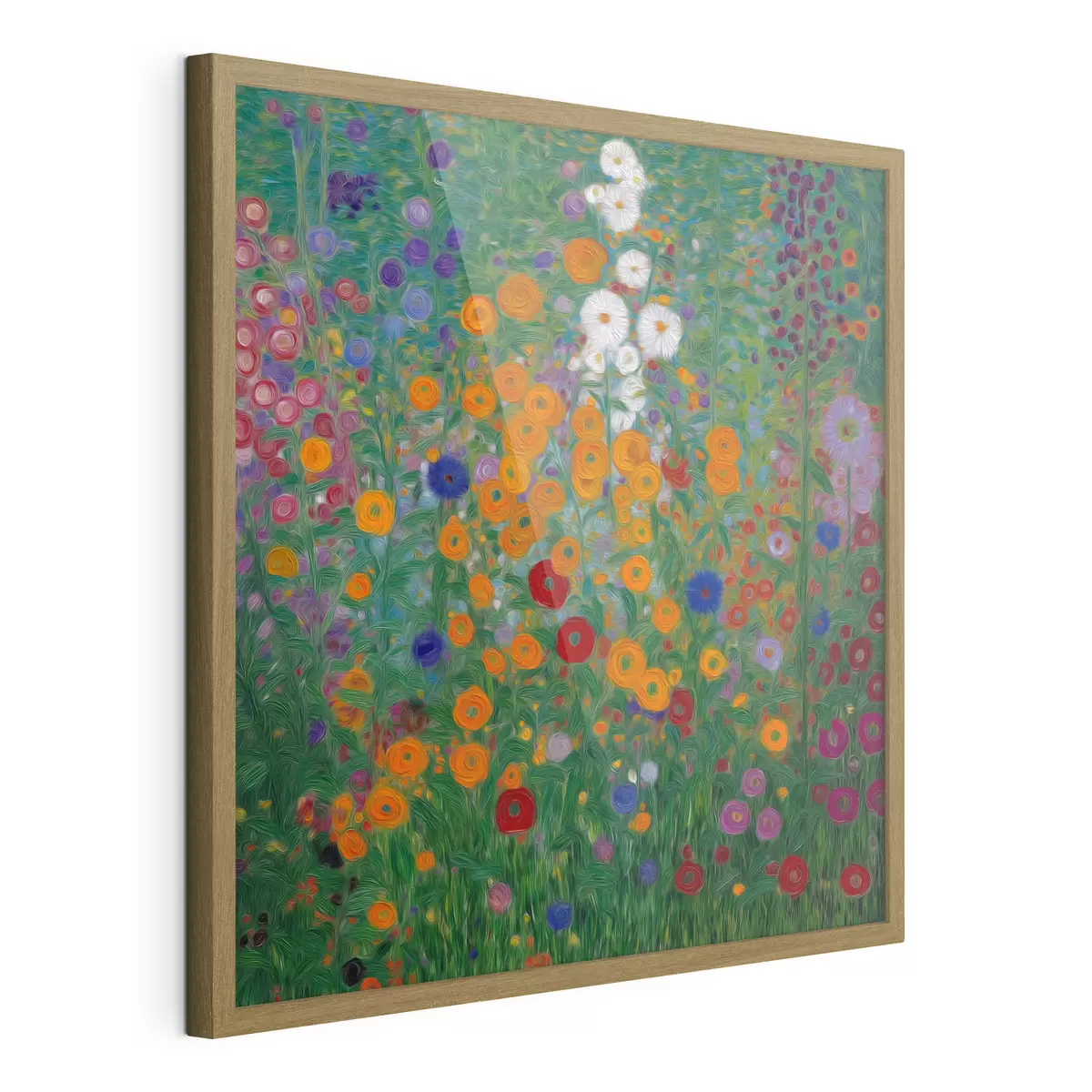 Poster Campo de flores coloridas con detalles en blanco f46172