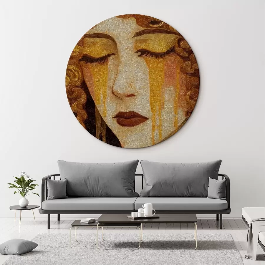 murales de pared Retrato femenino con cabello rojo y maquillaje decorativo r46149