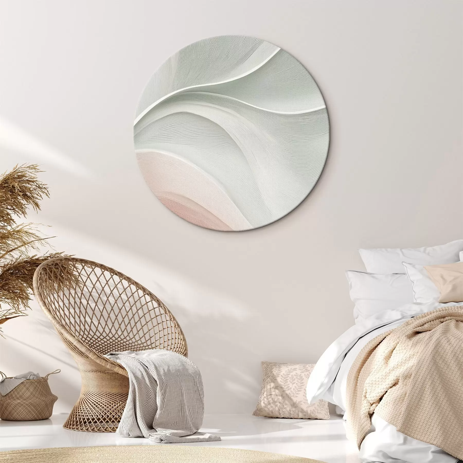 murales de pared Ondas abstractas en cálidos tonos rosa-beige r46152