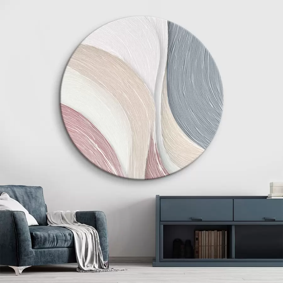 murales de pared Ondas abstractas ligeras en tonos rosa pálido y blanco grisáceo r46153