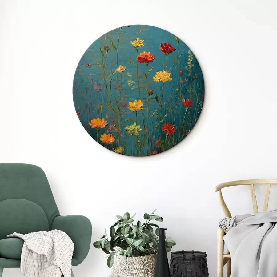 murales de pared Flores silvestres sobre un fondo turquesa intenso r46169