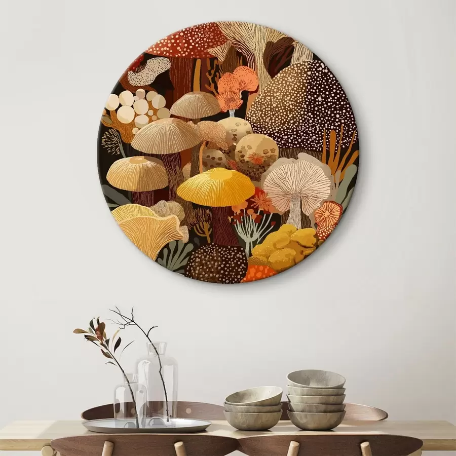 murales de pared Composición de diversas setas silvestres en tonos cálidos r46170