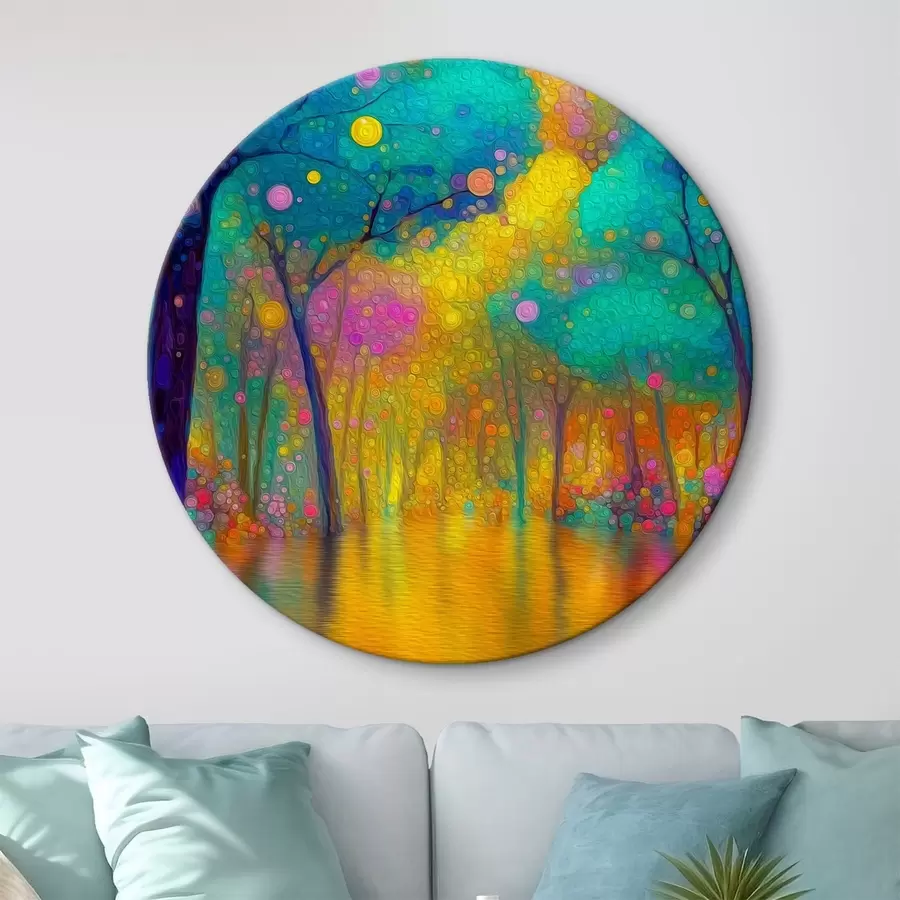 murales de pared Bosque fantástico y vívido con reflejos en el agua r46171