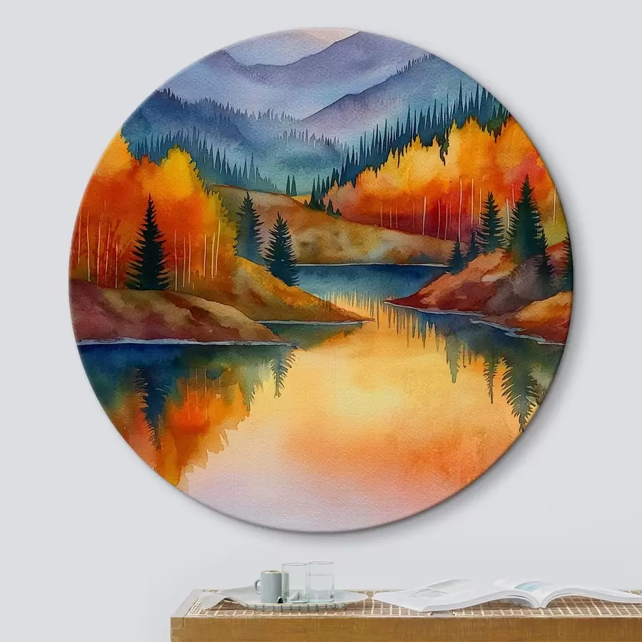 murales de pared Paisaje otoñal con montañas reflejadas en un lago tranquilo r46174
