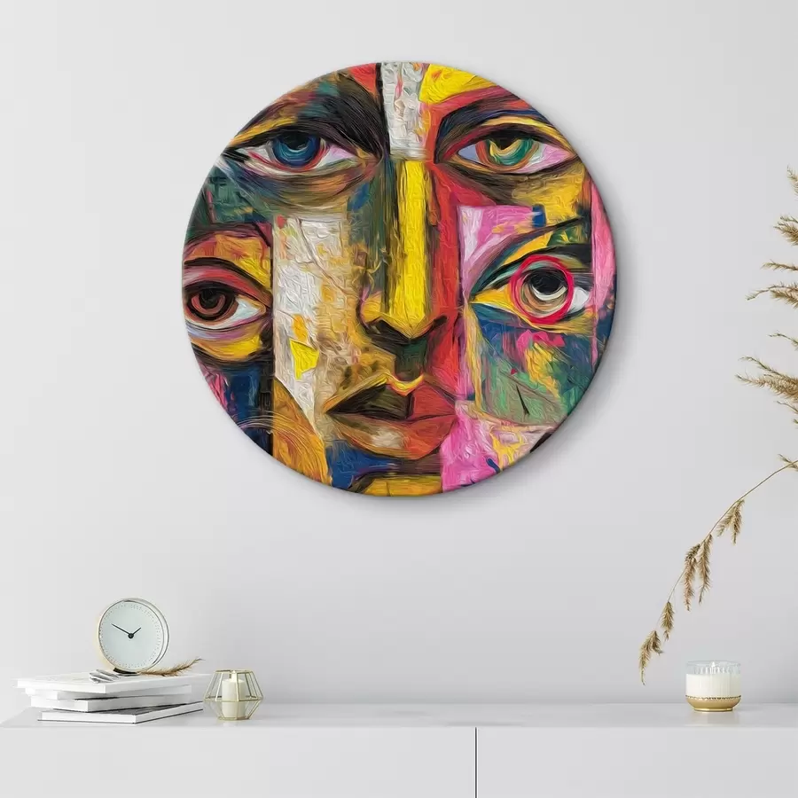 murales de pared Rostro abstracto con formas geométricas brillantes r46175