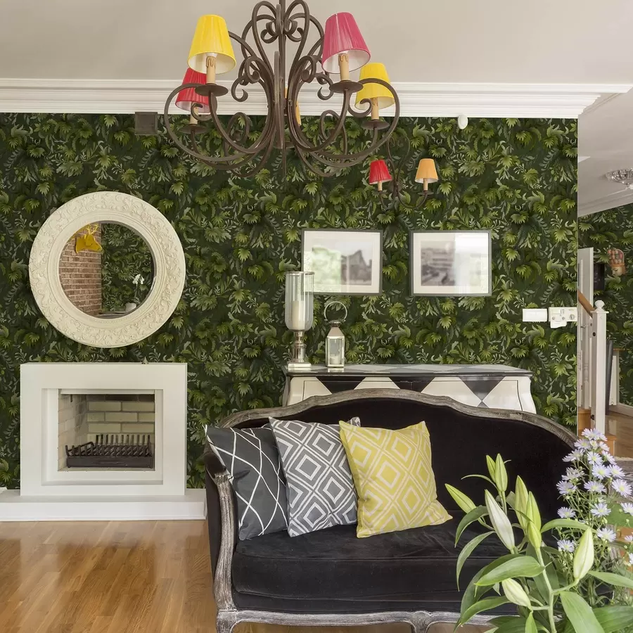 murales de pared Denso follaje verde sobre un fondo verde oscuro a00805