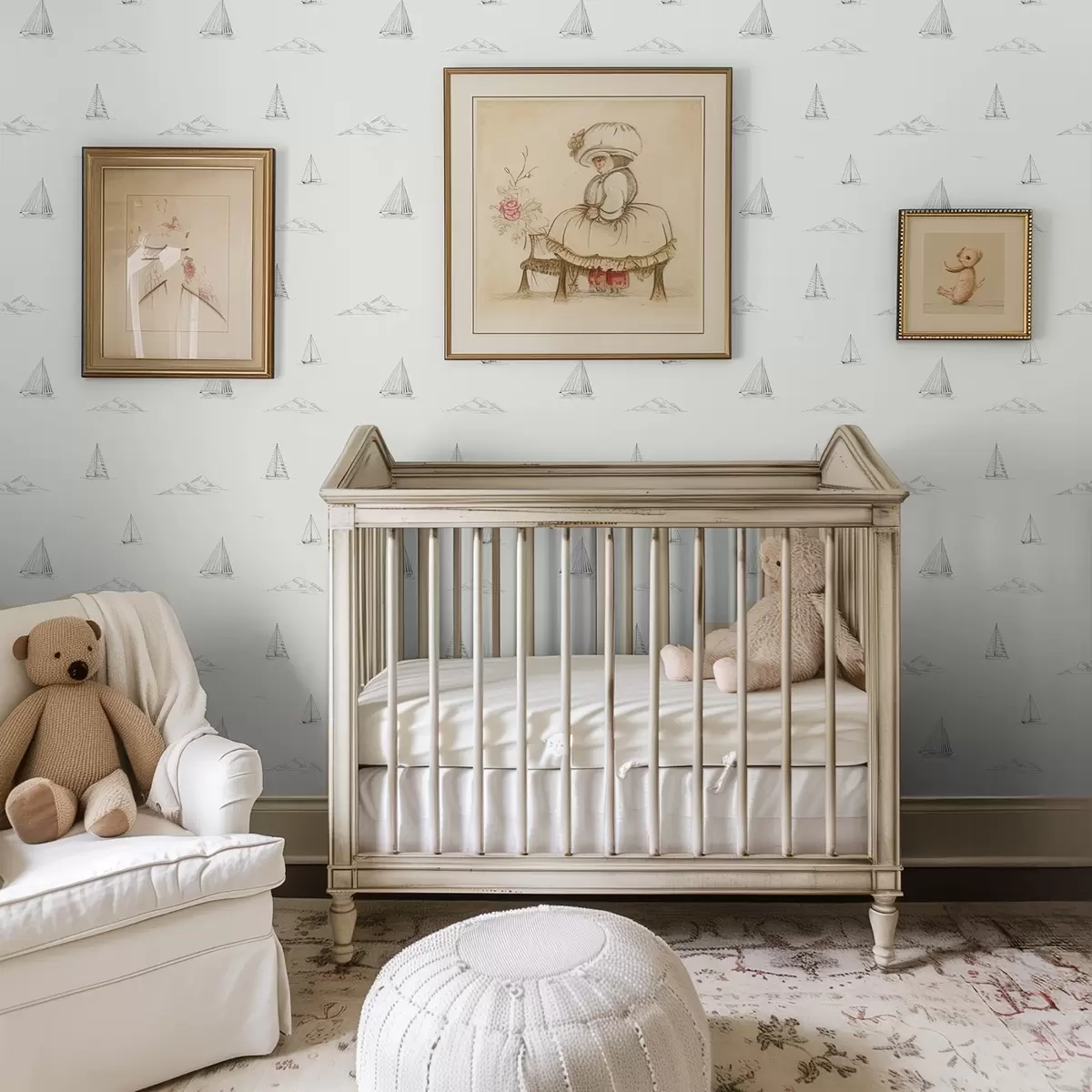 Papel pintado Dibuja yates e islas, fondo claro. a00654v2