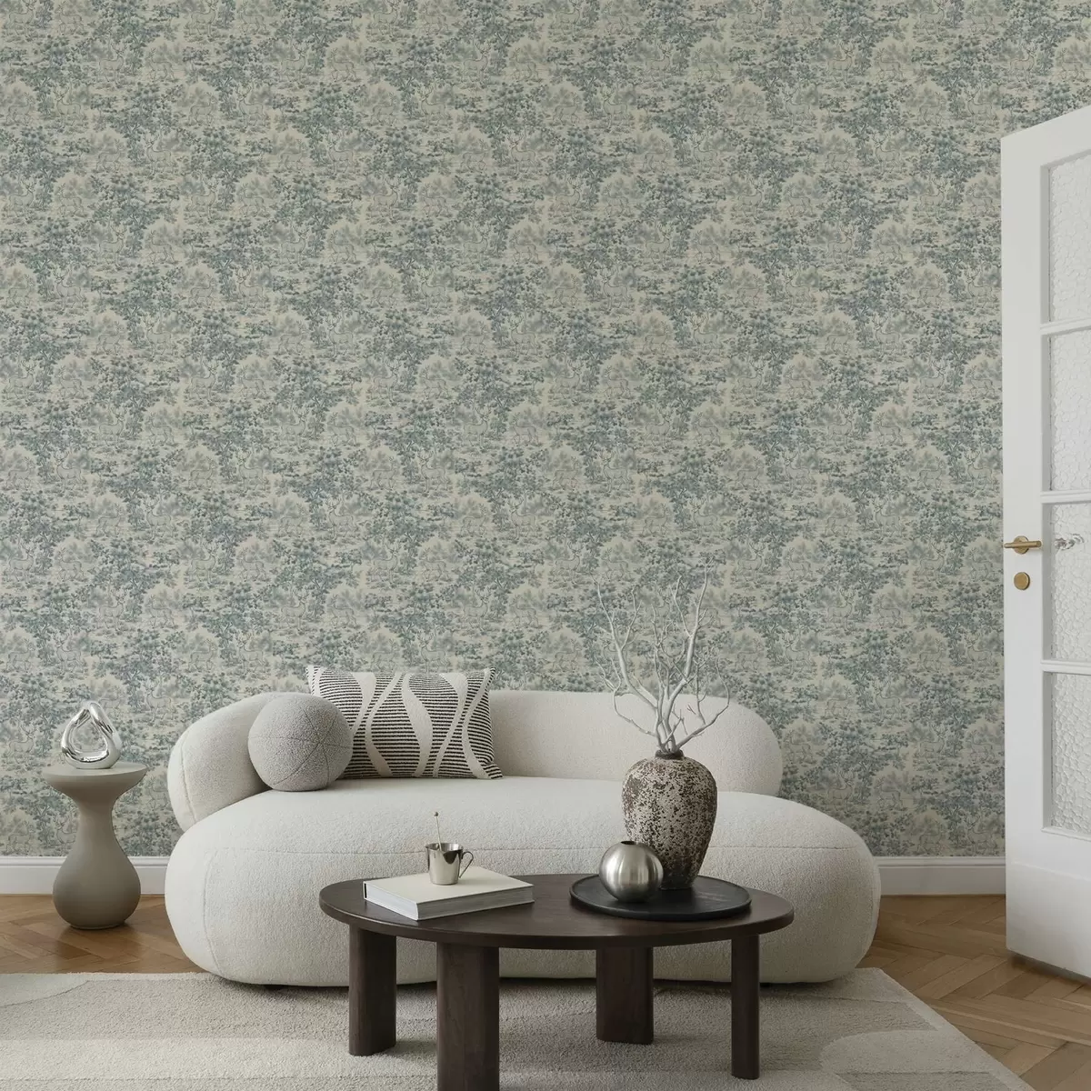 Papel pintado Escena monocromática de ciervos en el bosque a00748