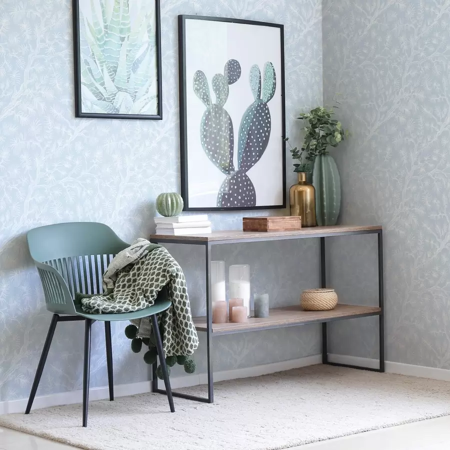 murales de pared Ramitas de pino en tonos claros sobre fondo azul a00838