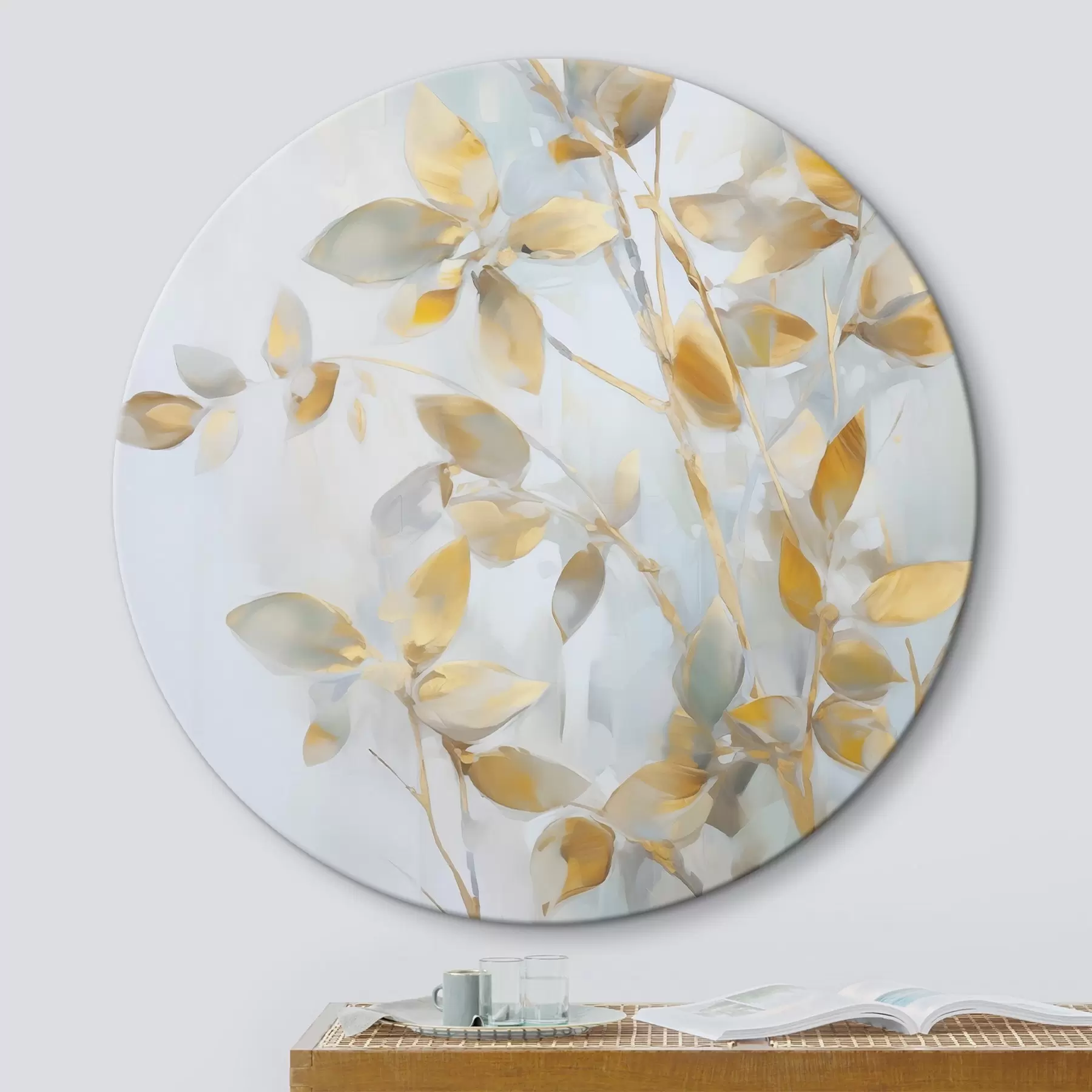 murales de pared Hoja abstracta imitación de pintura r46348