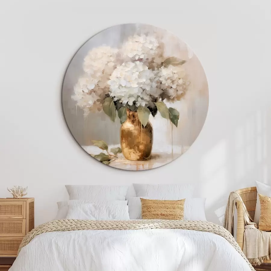 murales de pared Delicado ramo de hortensias en un jarrón r46263