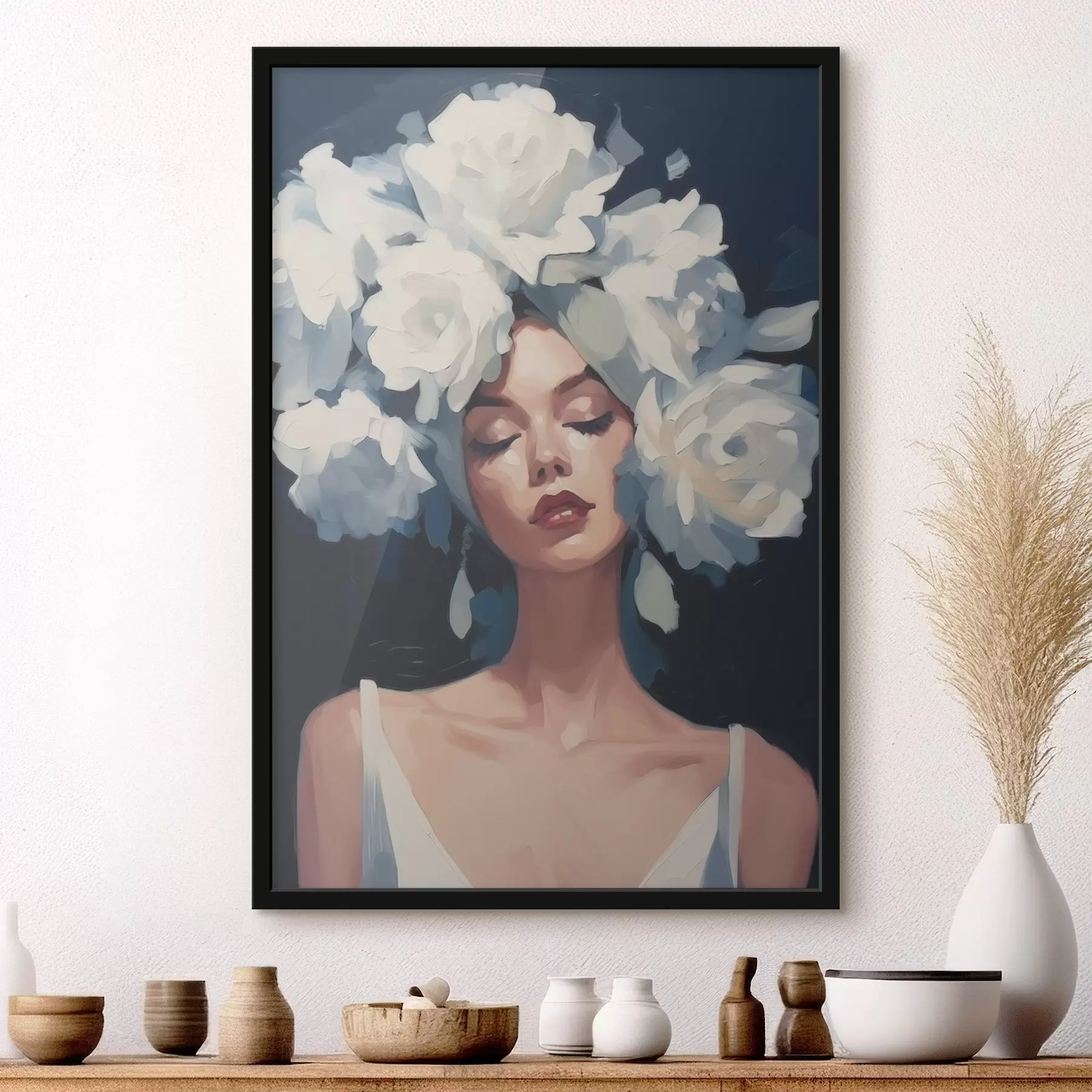 murales de pared Chica entre flores f46419