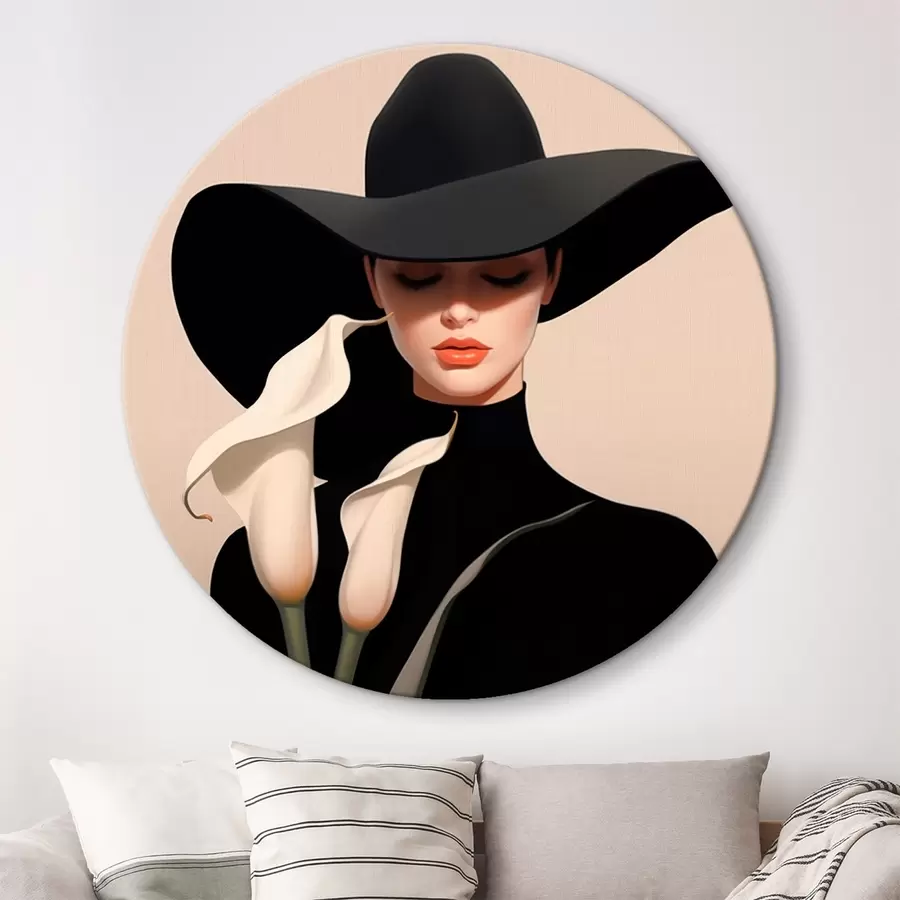 murales de pared Chica con sombrero y calas r46420