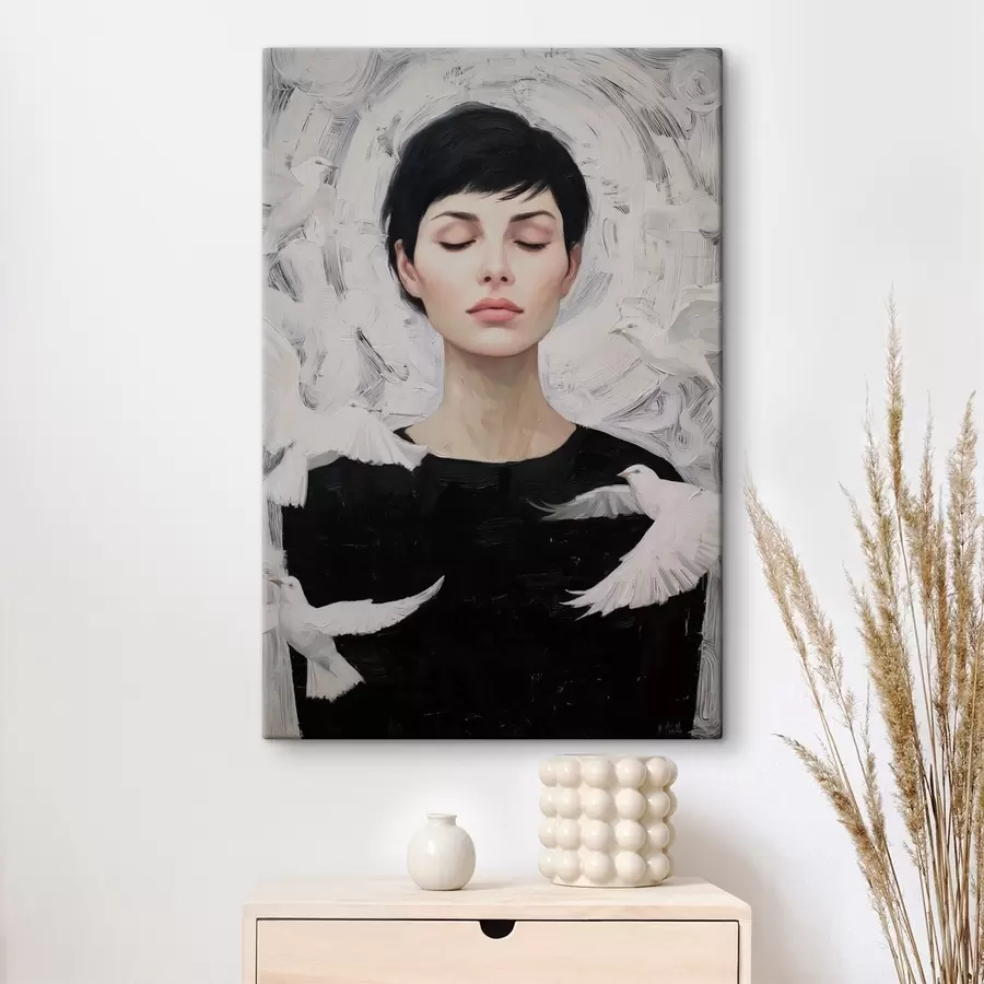 murales de pared Chica con pájaros s46368