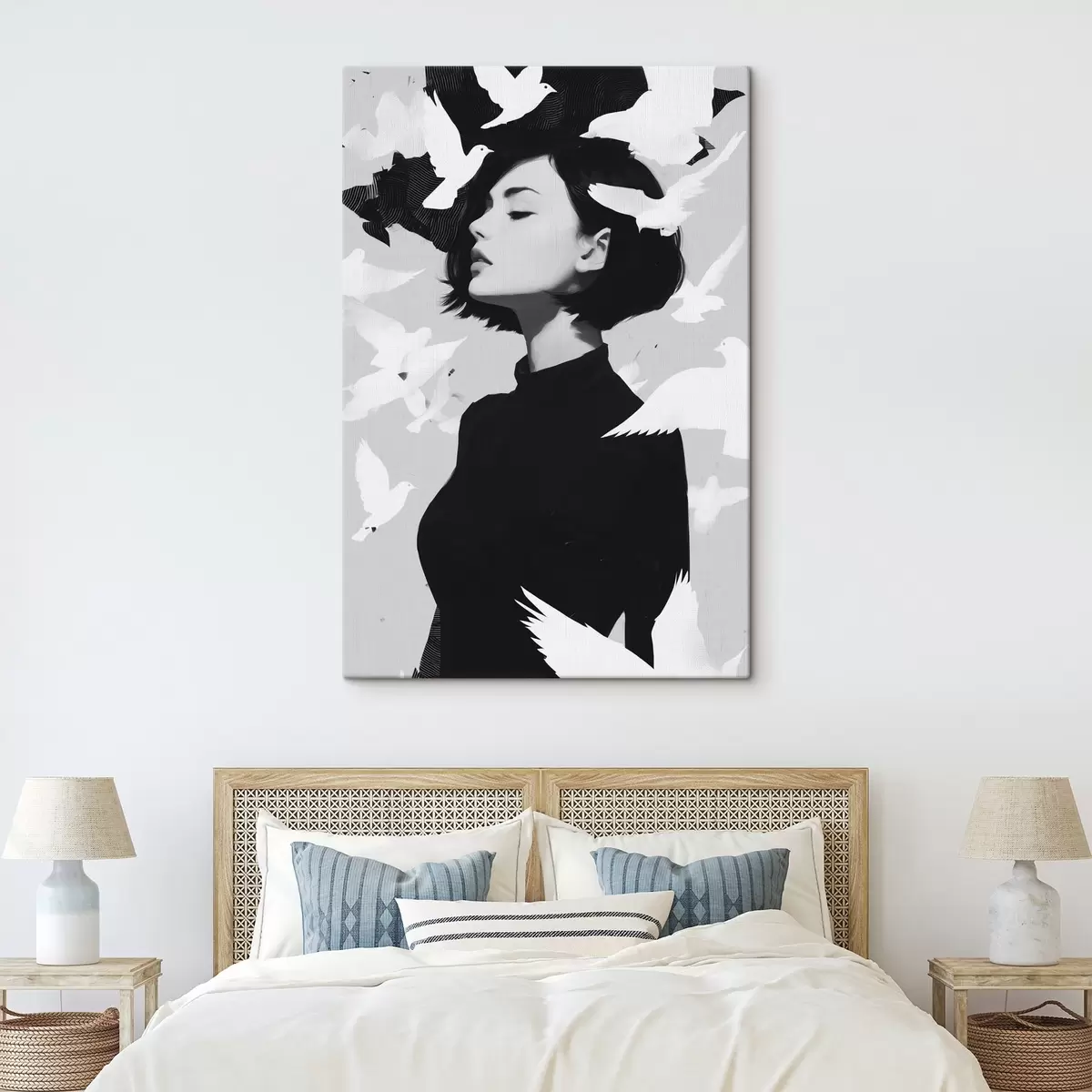 murales de pared Chica con pájaros s46369