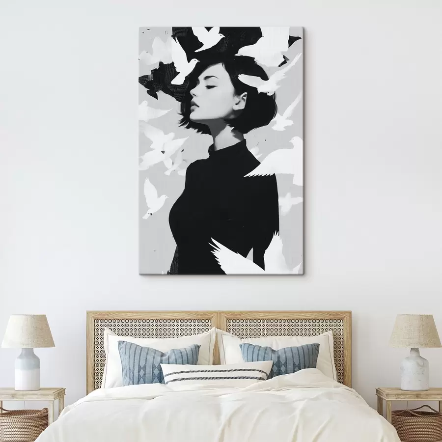 murales de pared Chica con pájaros s46369