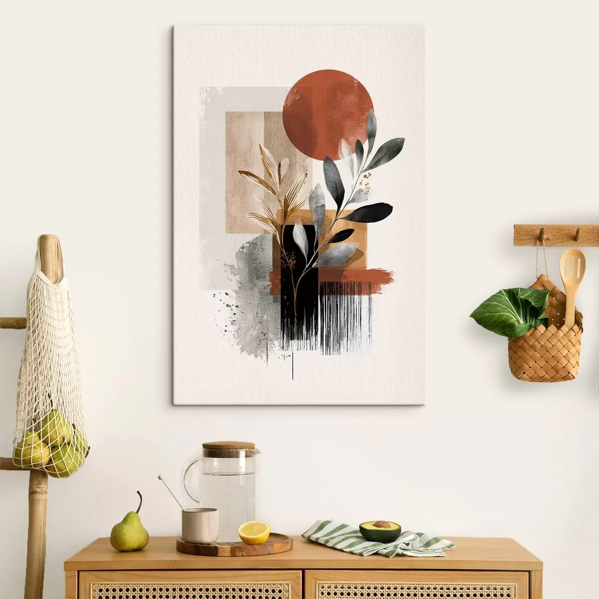 murales de pared Geometría y abstracción de hojas s46388