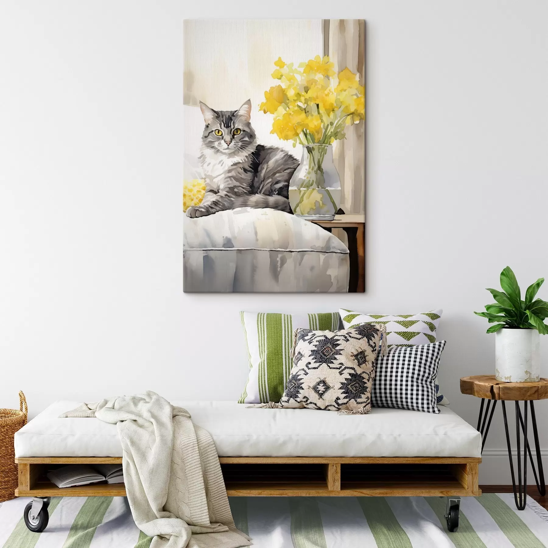 murales de pared Gato y flores s46426