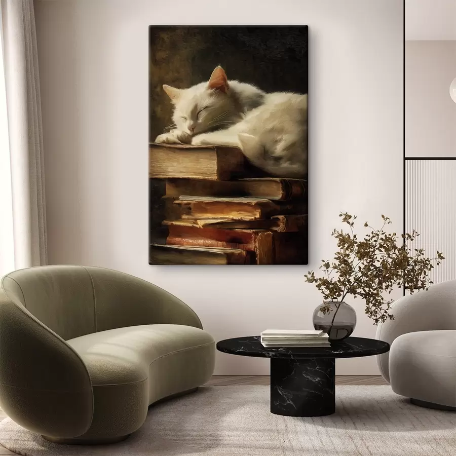 murales de pared Gato sobre libros s46428