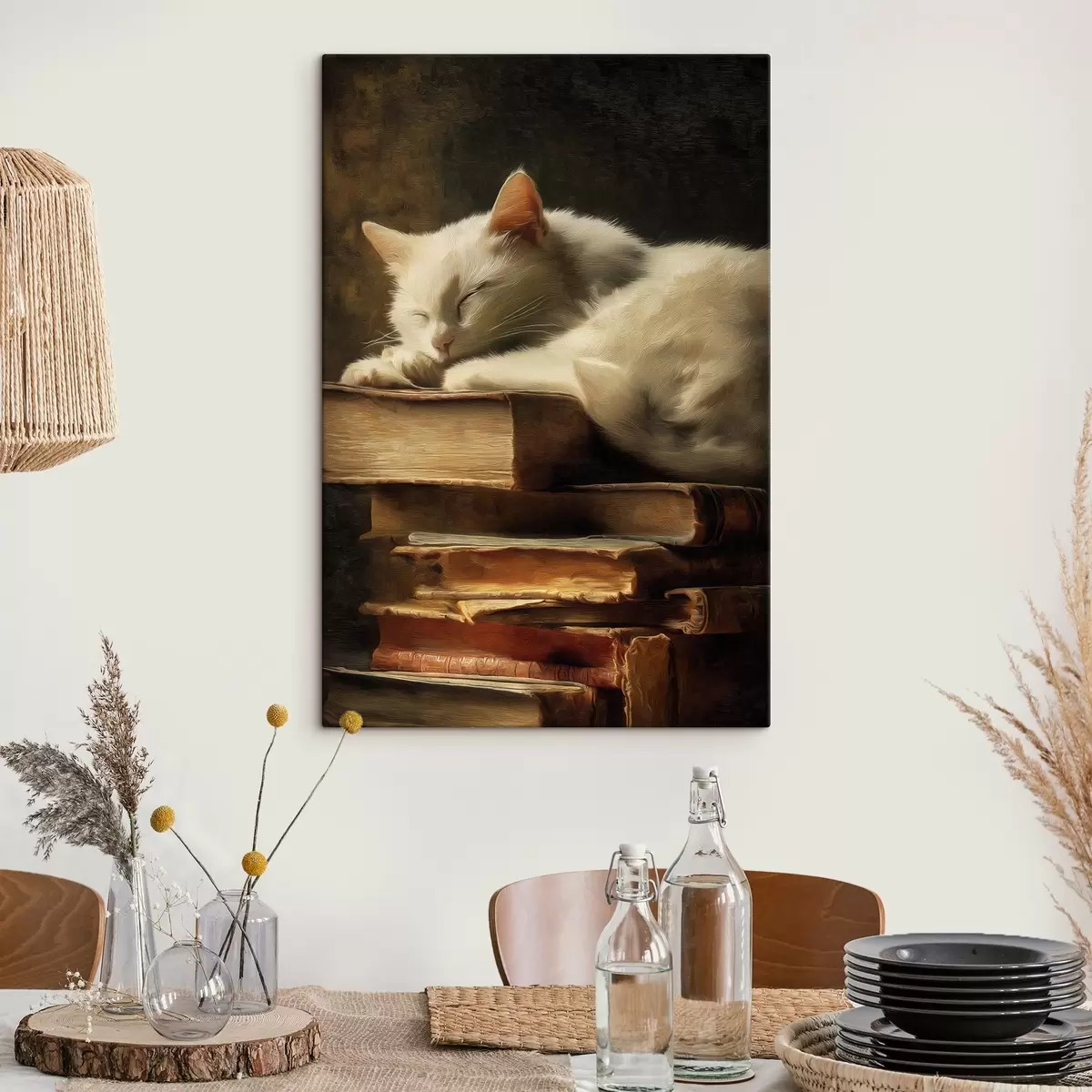 murales de pared Gato sobre libros s46428