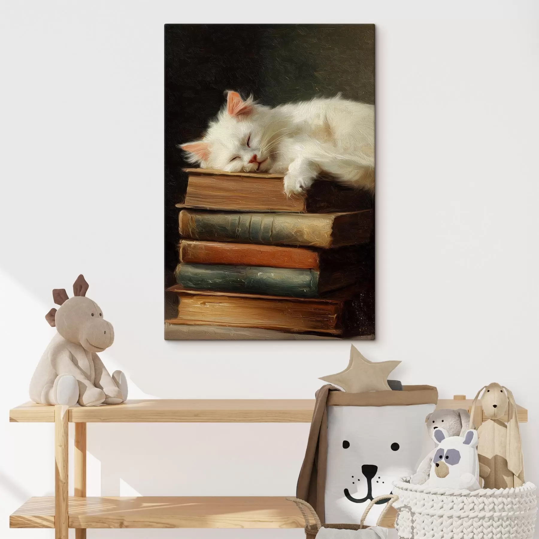 murales de pared Gato sobre libros s46429