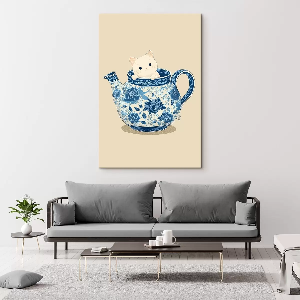 murales de pared Gato en tetera s46431