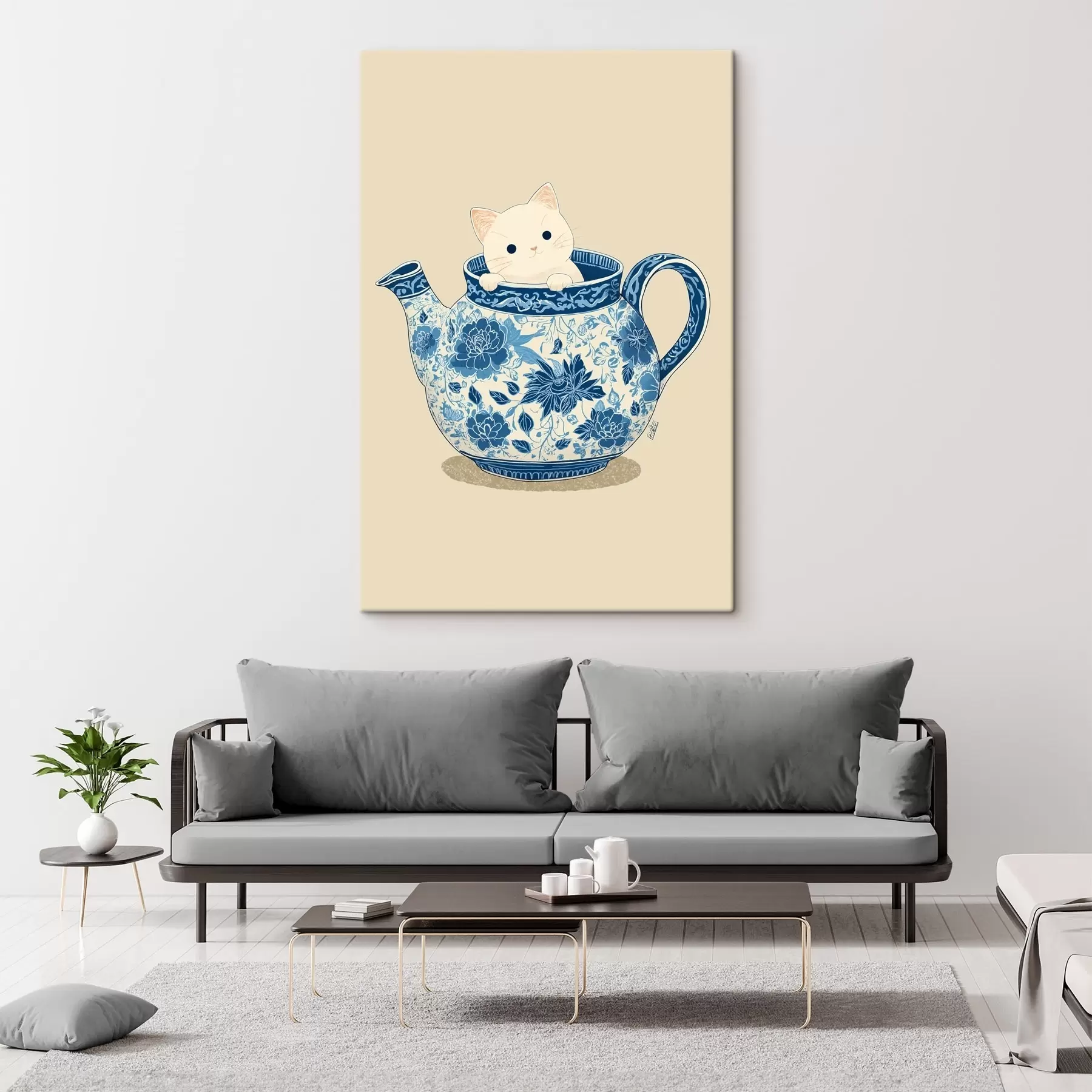 murales de pared Gato en tetera s46431