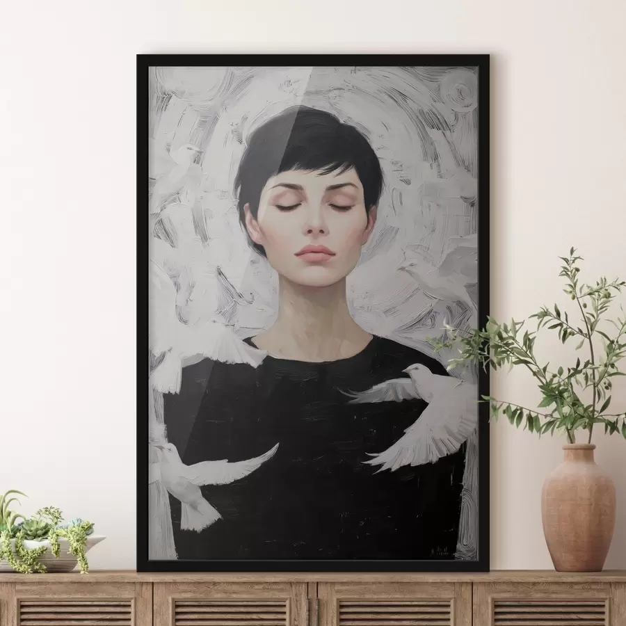 murales de pared Chica con pájaros f46368