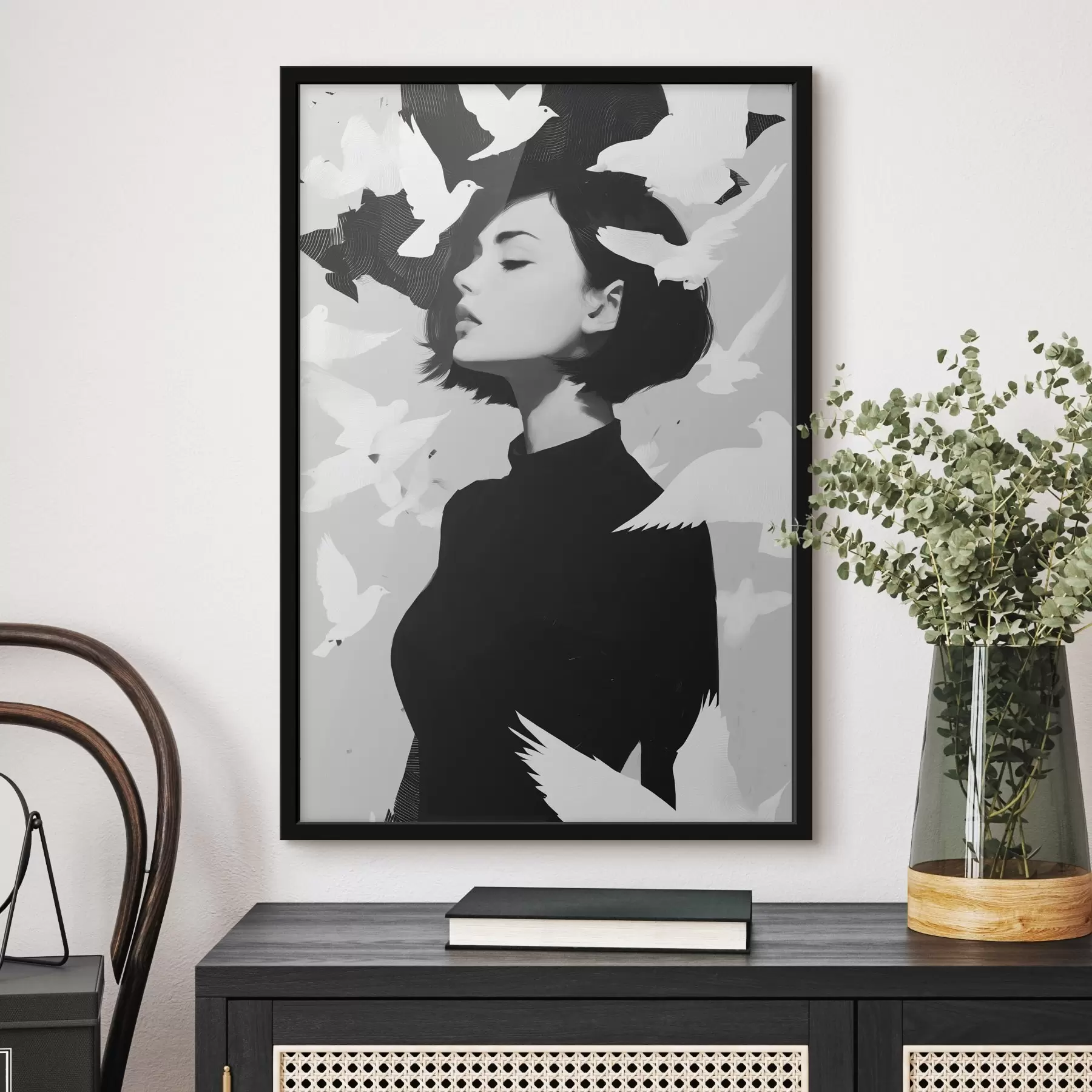 murales de pared Chica con pájaros f46369