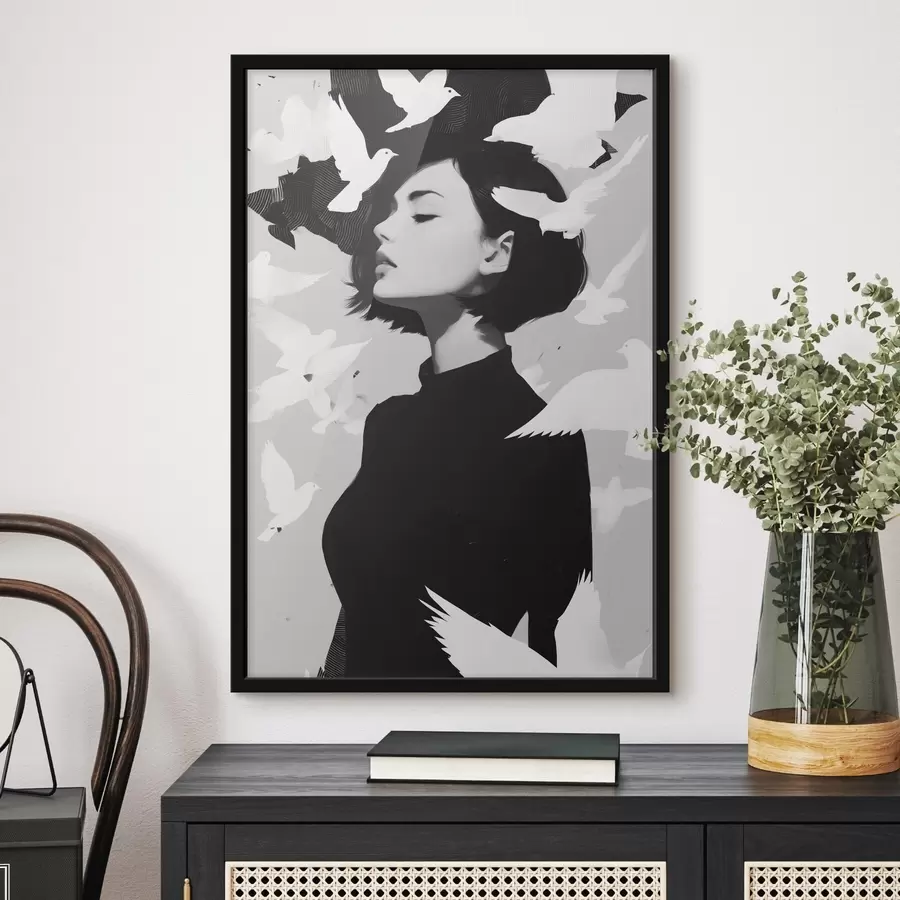 murales de pared Chica con pájaros f46369