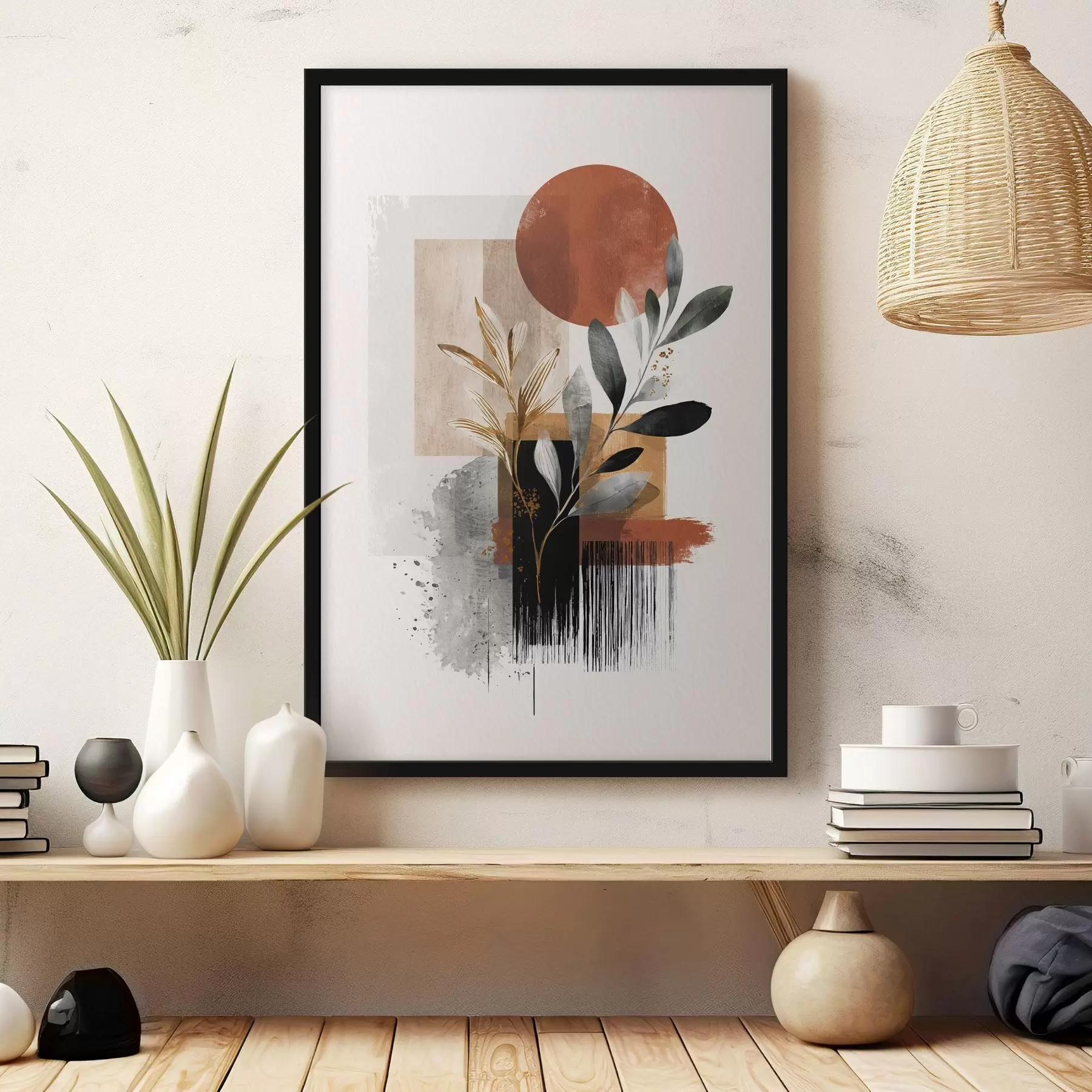 murales de pared Geometría y abstracción de hojas f46388