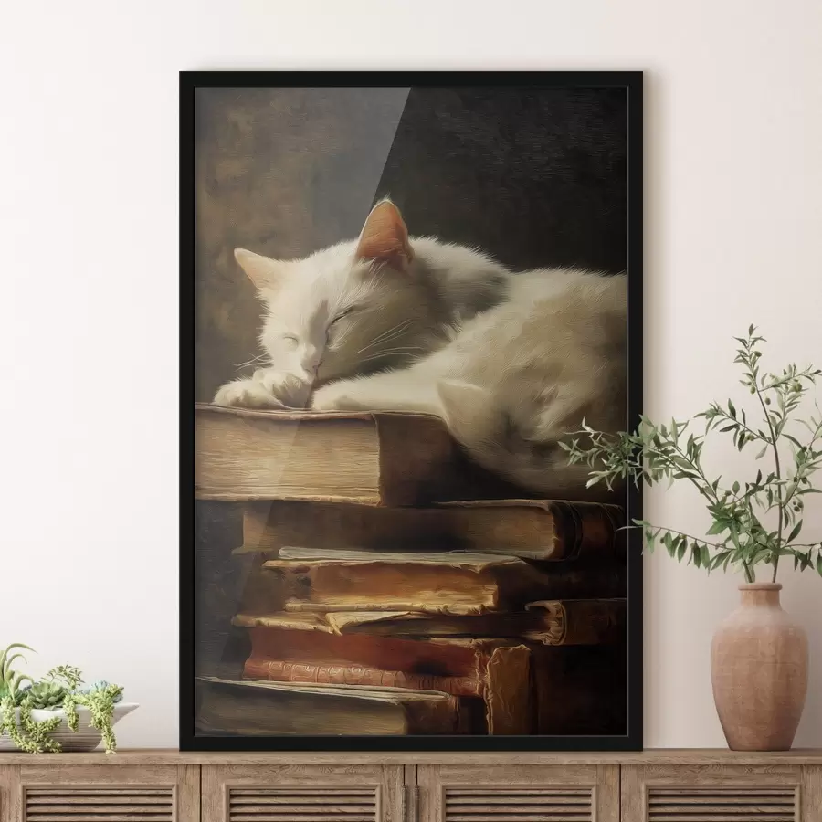 murales de pared Gato sobre libros f46428