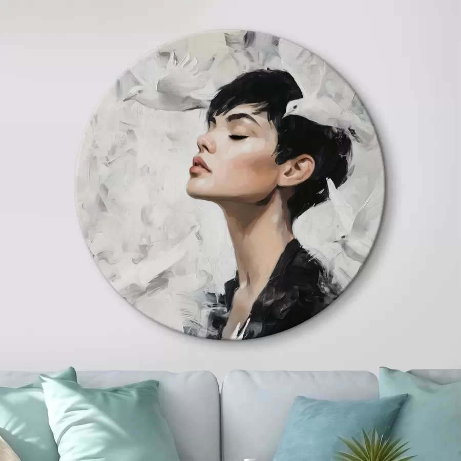 murales de pared La niña y los pájaros r46365