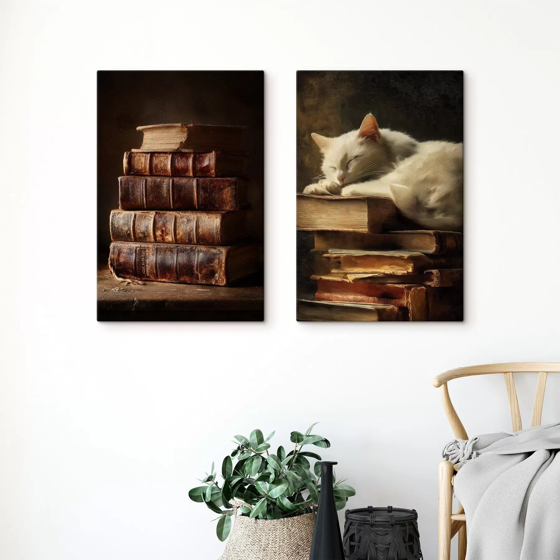 murales de pared Gato sobre libros m00918