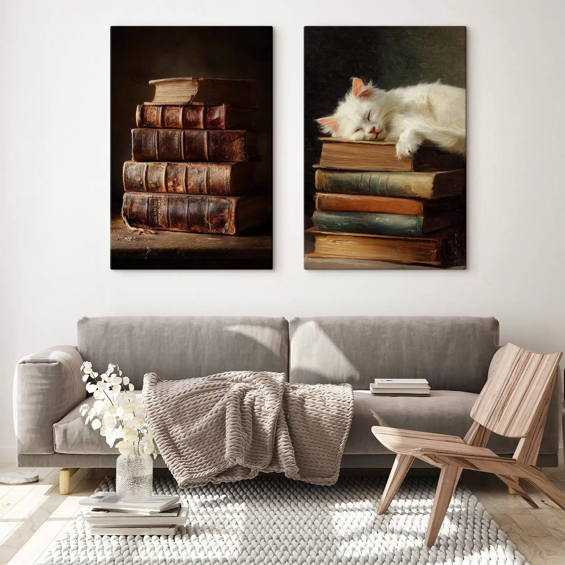 murales de pared Gato sobre libros m00919