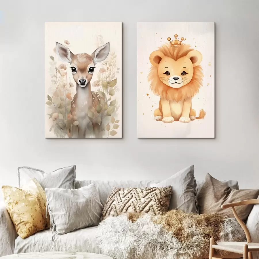 murales de pared Ciervo y león m00922