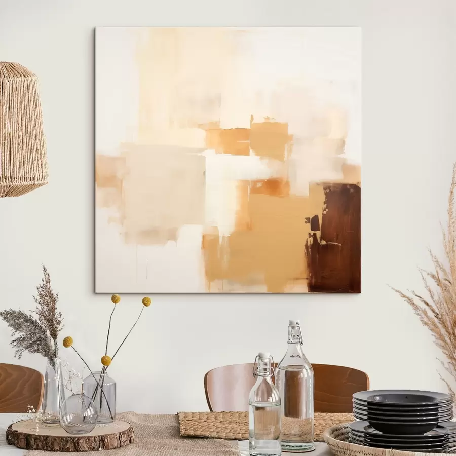 murales de pared Formas geométricas en beige y marrón de estilo abstracto s46306