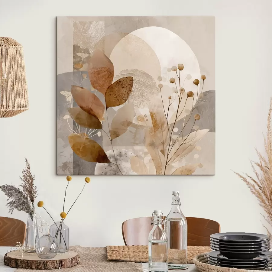 murales de pared Estampado floral en beige y marrón s46308