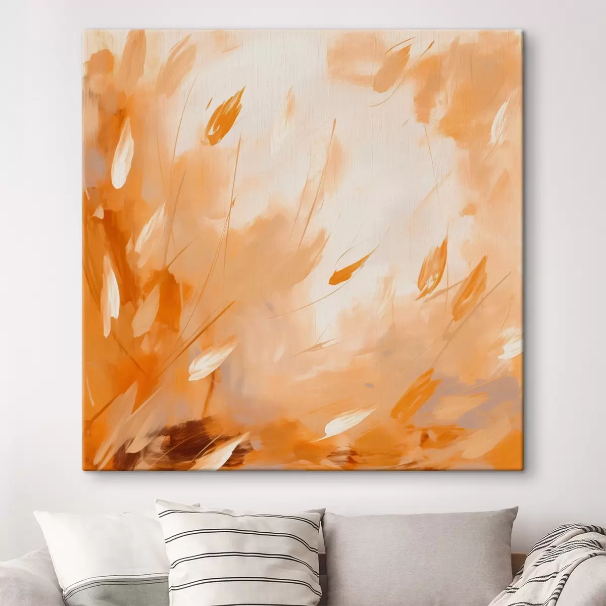 murales de pared Pétalos y tallos abstractos en estilo óleo. s46319