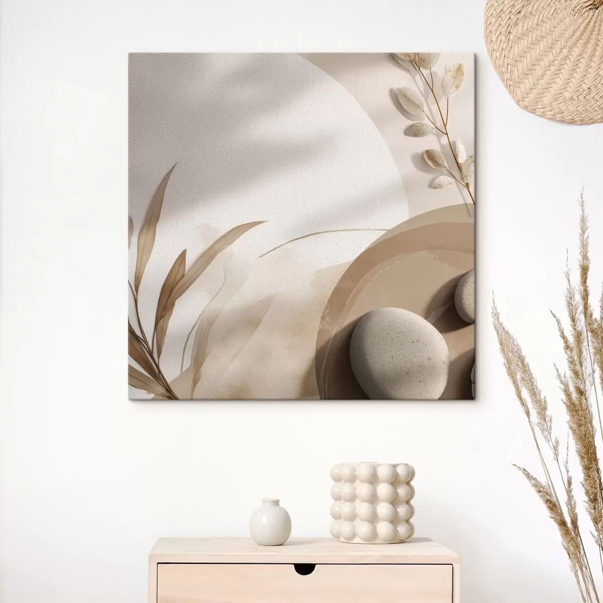 murales de pared Piedras y sombras en la pared en tonos beige s46311