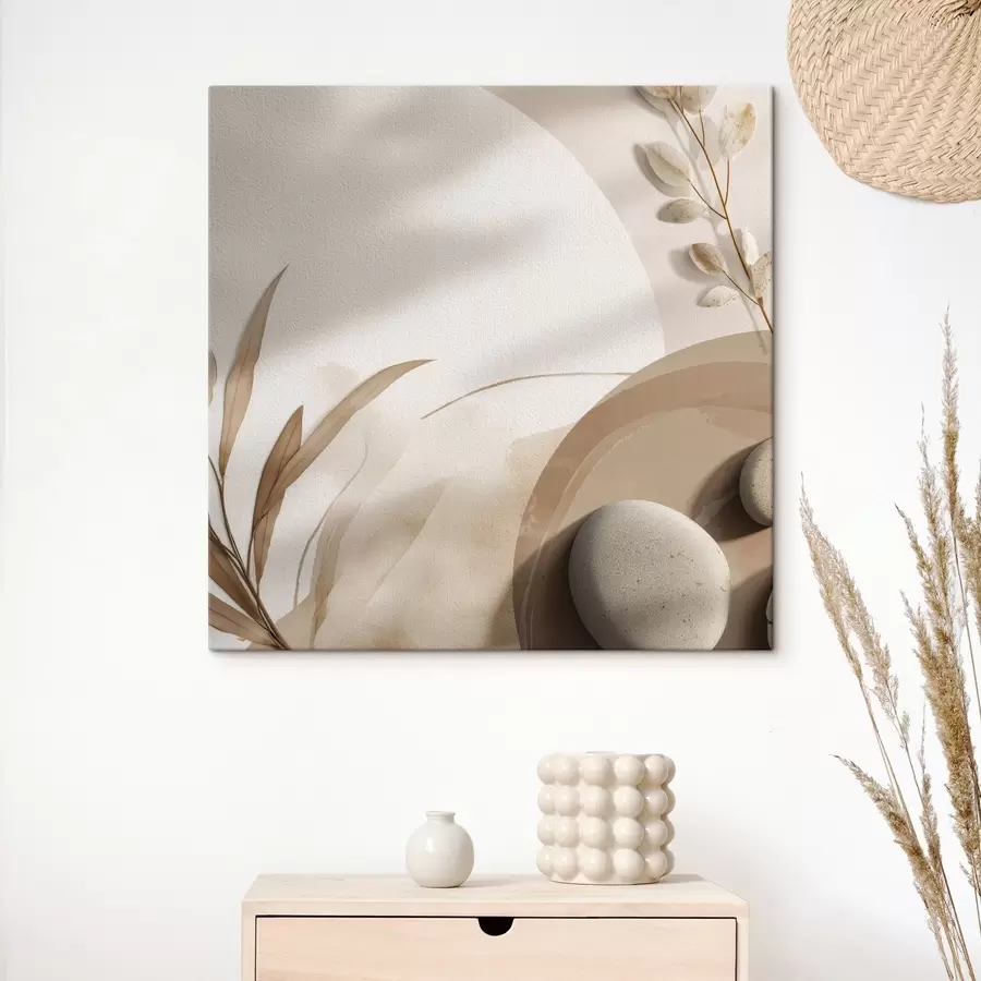 murales de pared Piedras y sombras en la pared en tonos beige s46311