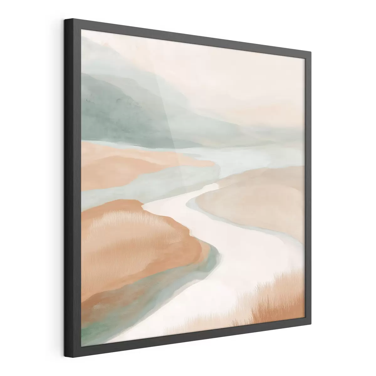 Poster Paisaje abstracto con un río en naranja y verde f46316